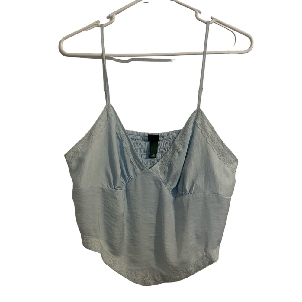 Wild Fable V-Neck Baby Blue Sleeveless Bandana Camisole Blouse Crop Top